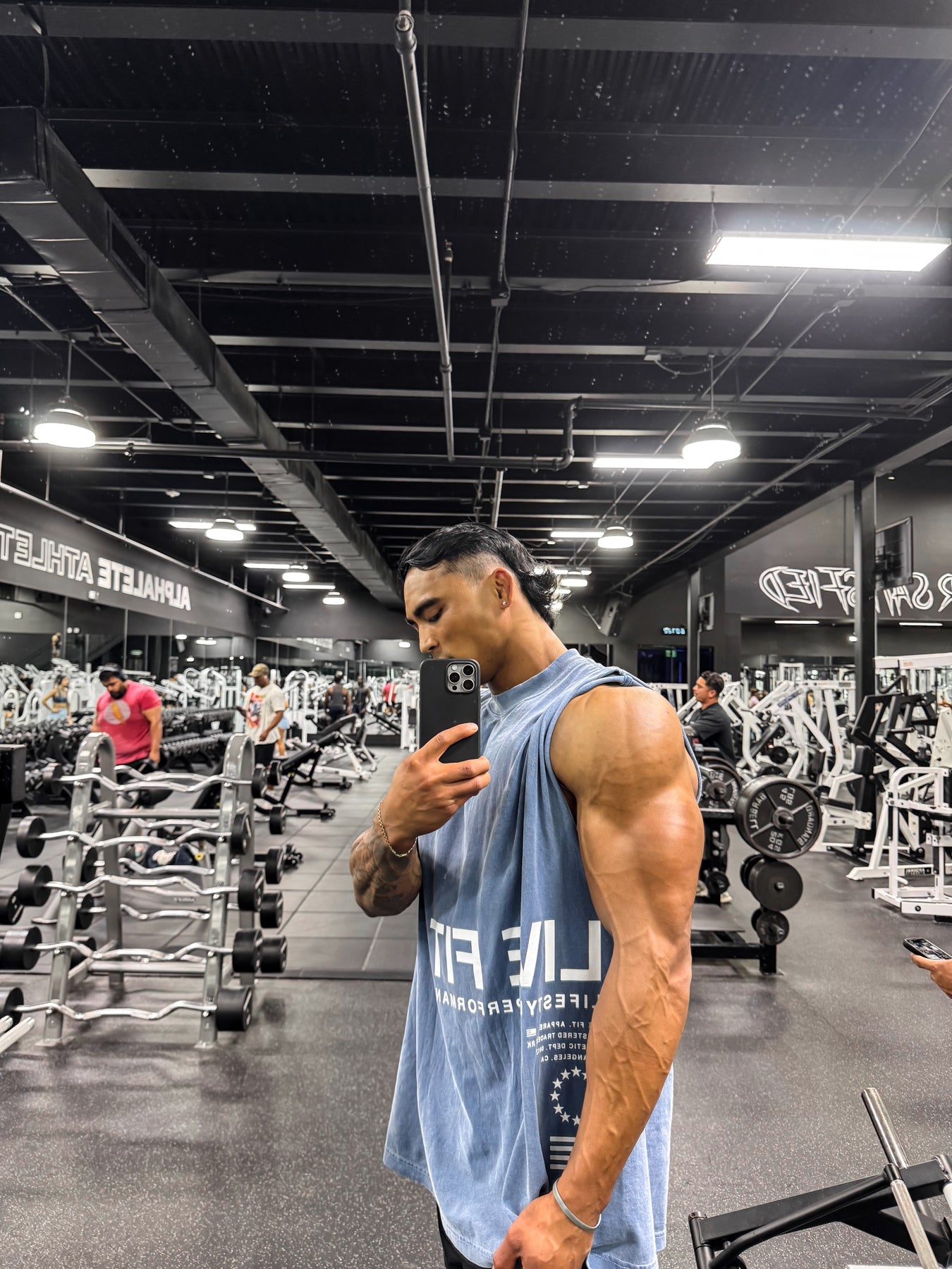 Urban Muscle Tank - Denim / White