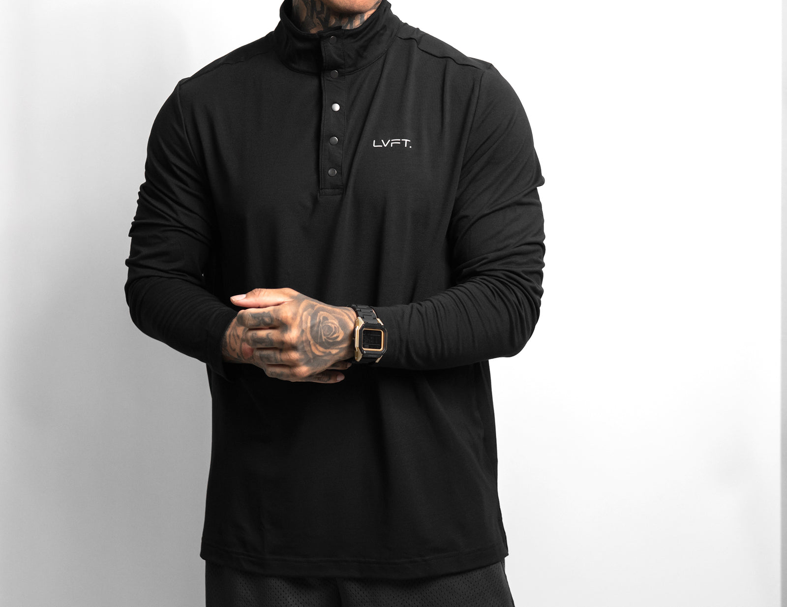 Performance Snap Henley - Black