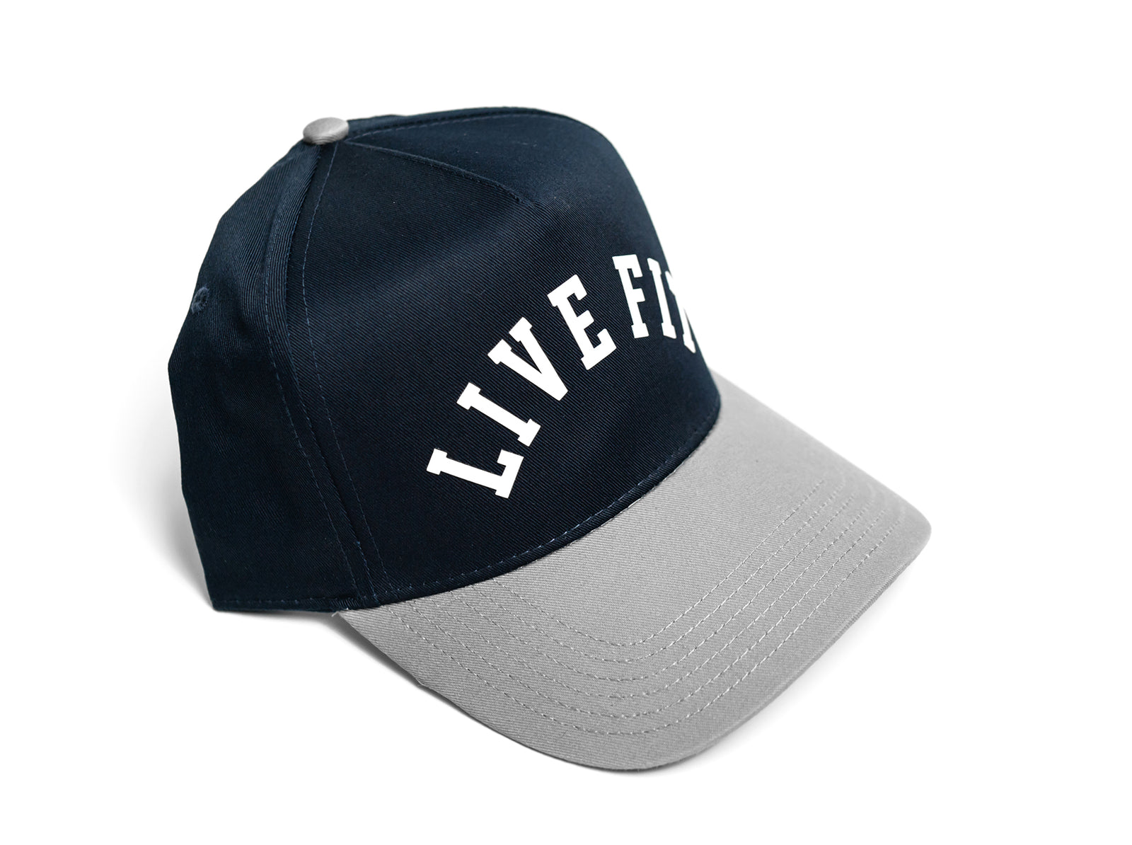 Live Fit. 5 Panel Snapback - Navy / Grey