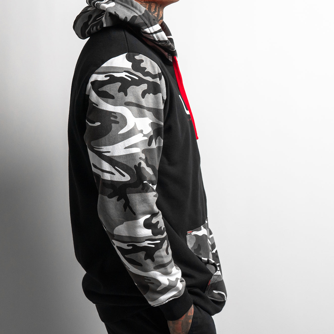 Lifestyle Hoodie - Black Camo / Red