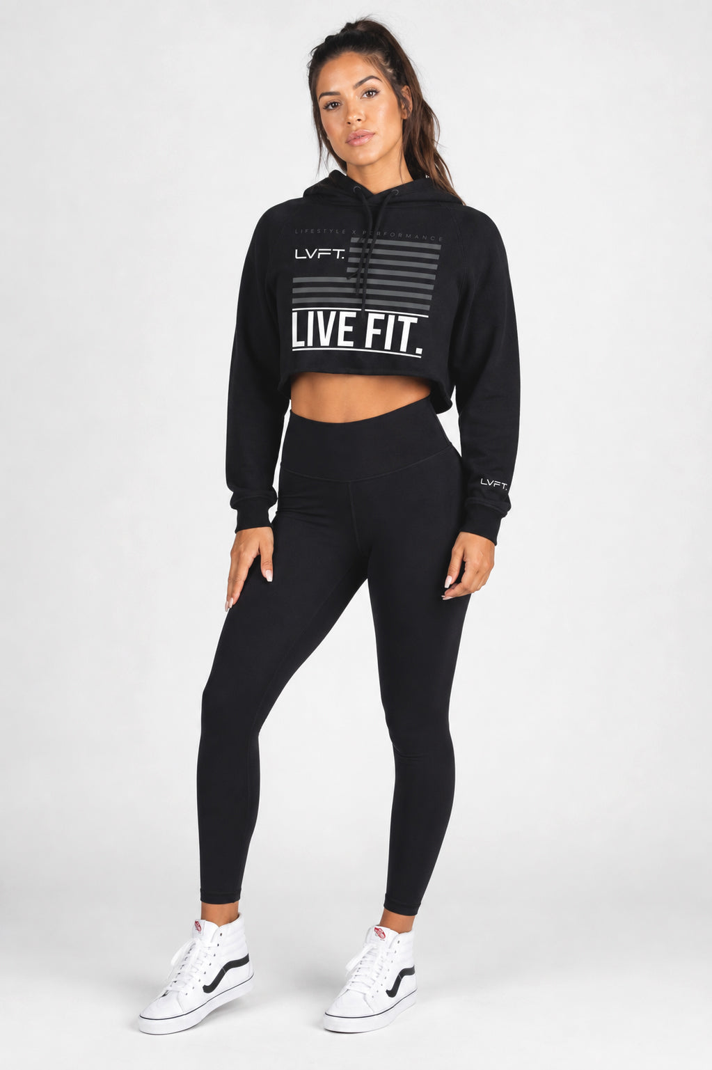LVFT Cropped Flag Hoodie - Black