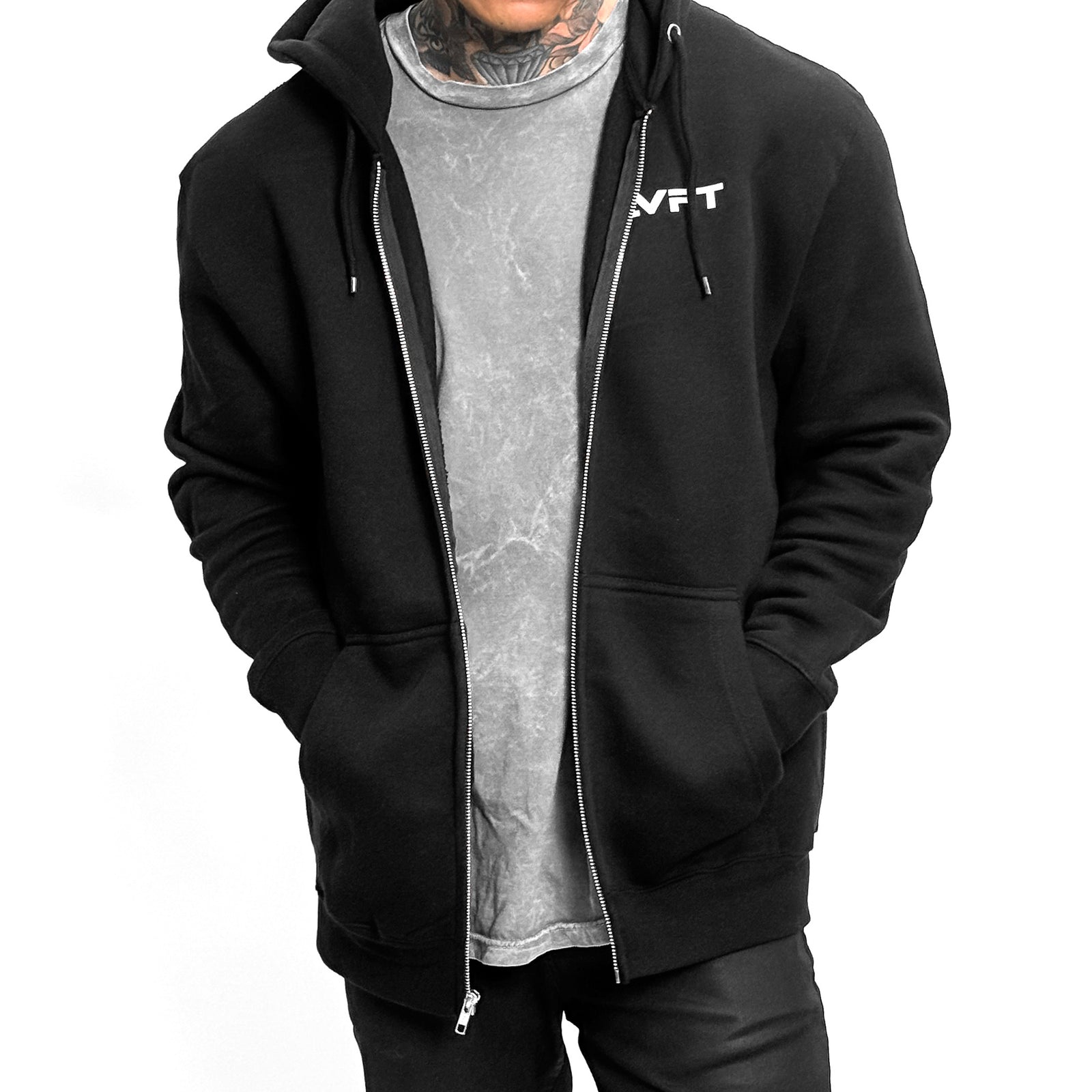 Slate Zip Up Hoodie - Black