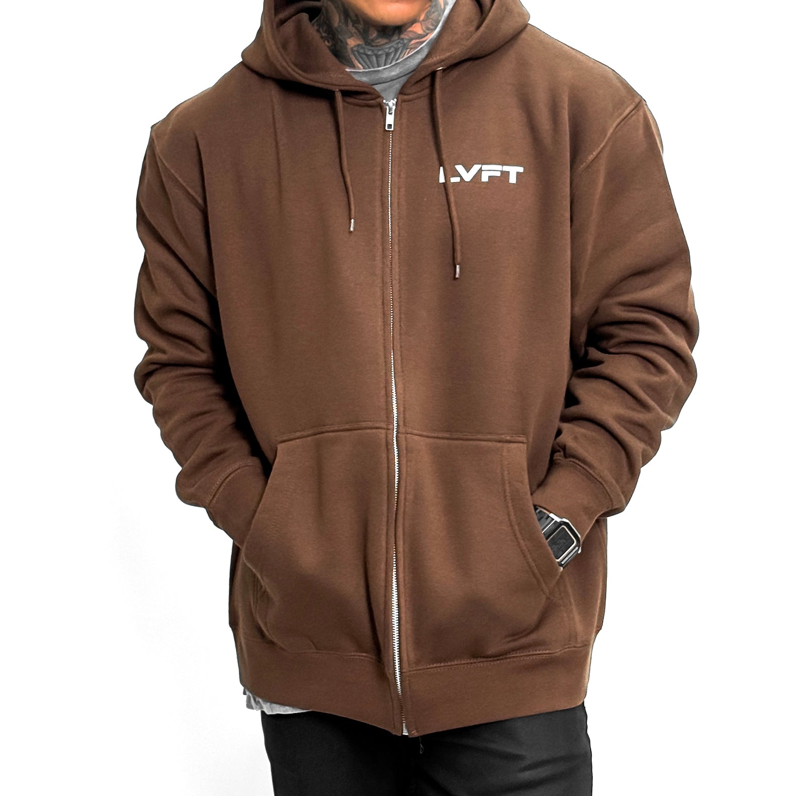Slate Zip Up Hoodie - Chestnut