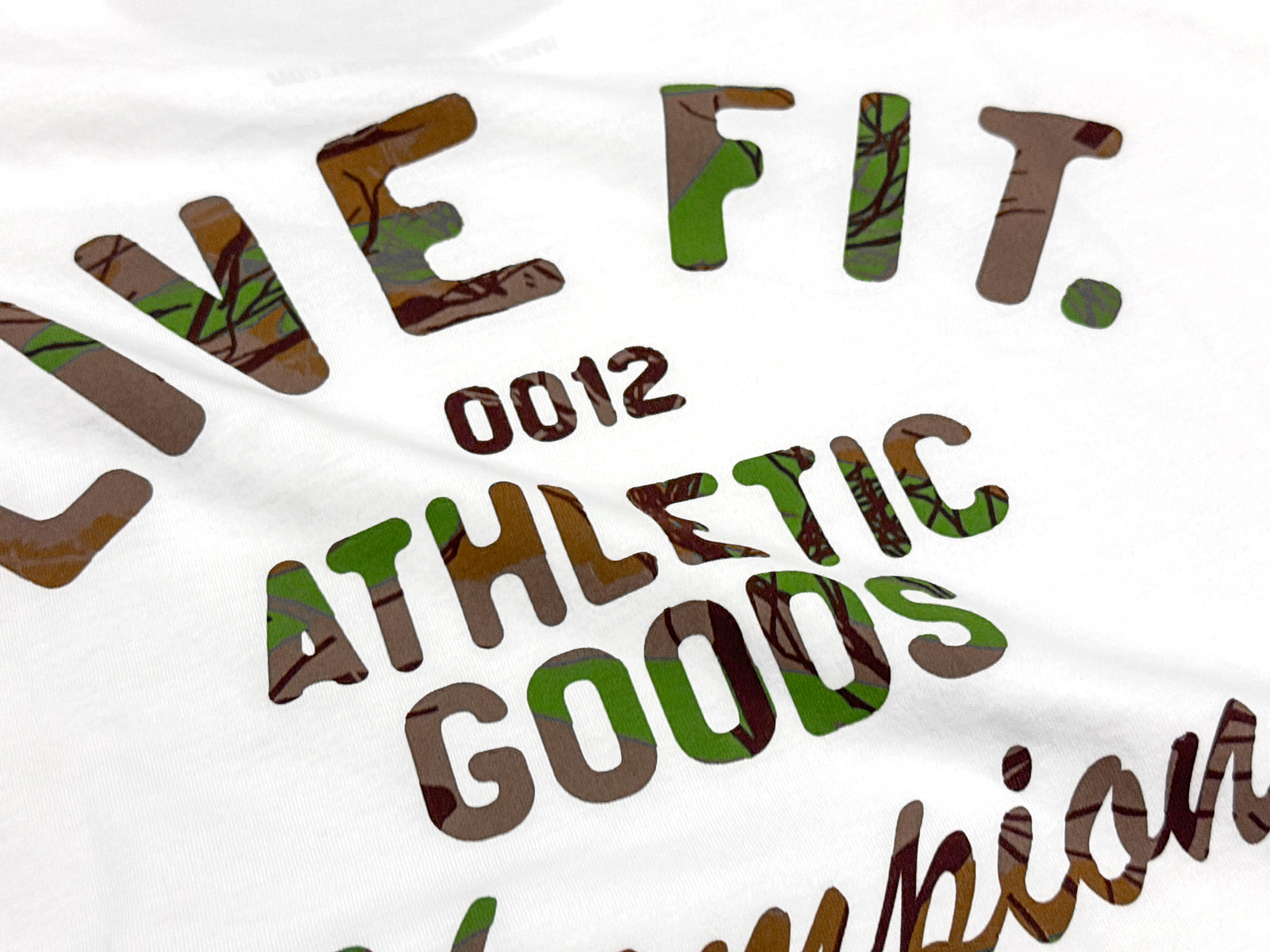Athletic Goods Tee White - Tree Camo