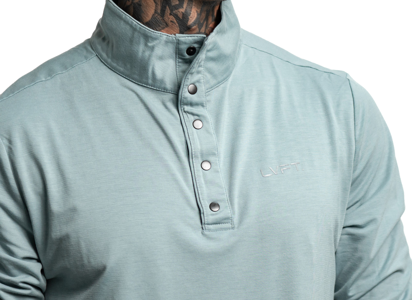 Performance Snap Henley - Seafoam Blue