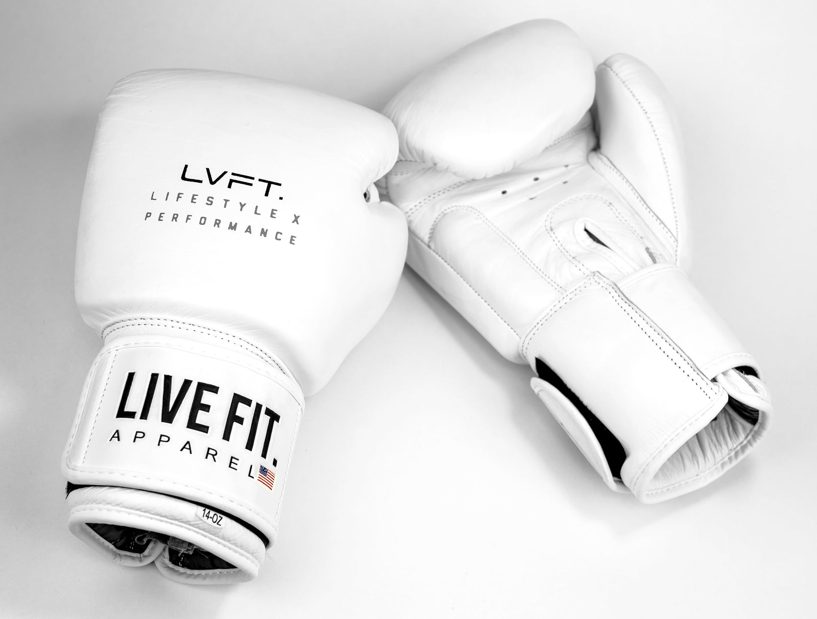 Live Fit Apparel Boxing Gloves - All White Premiums - LVFT