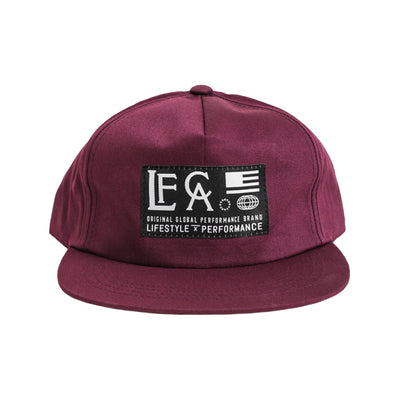 Live Fit Apparel Globe Unconstructed Snapback- Maroon - LVFT