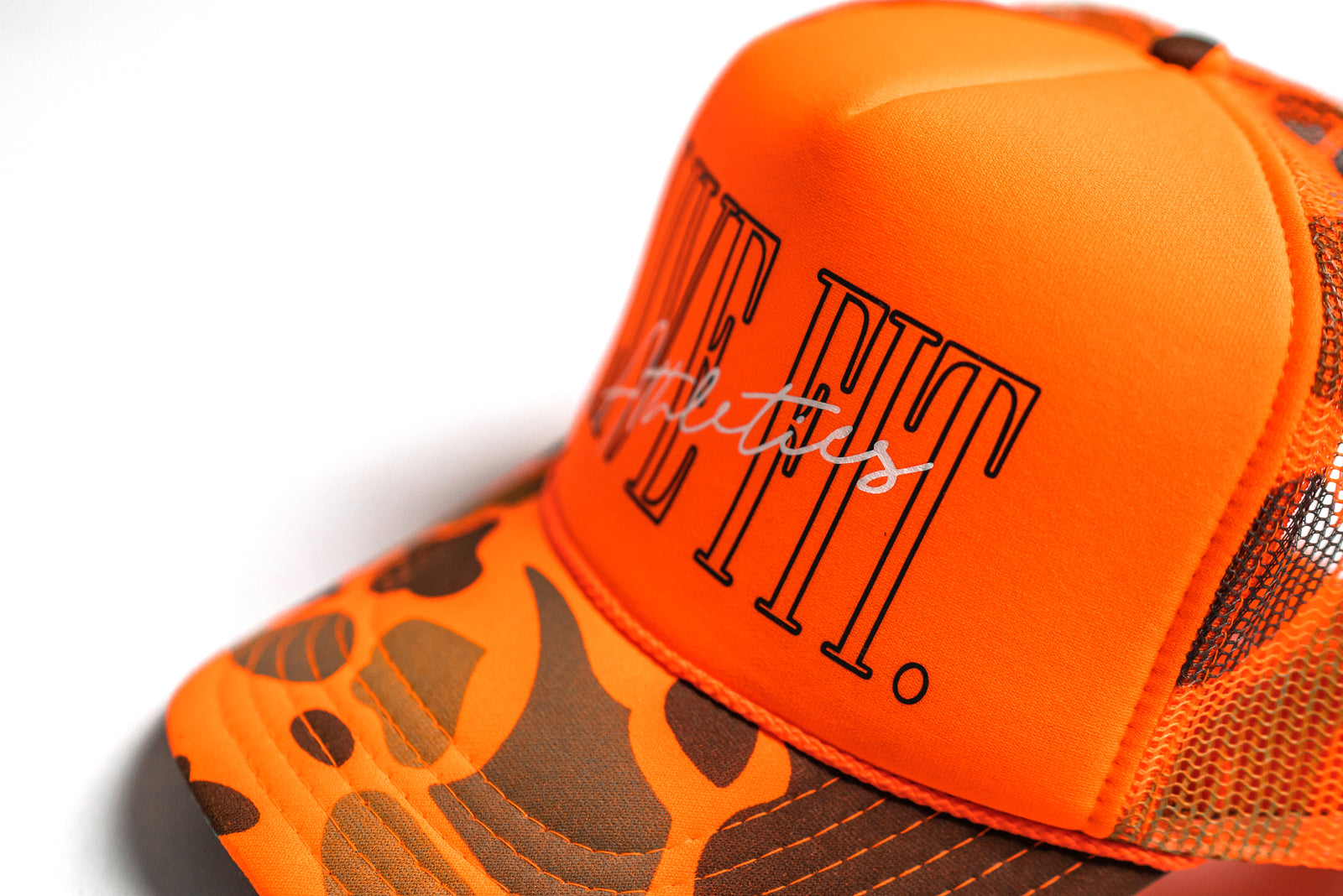 5 Panel Foam Trucker Hat - Orange Neon Camo