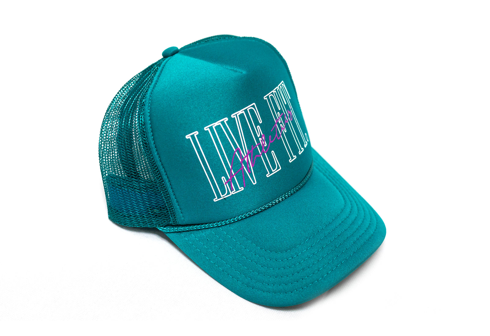 5 Panel Foam Trucker Hat - Teal/White