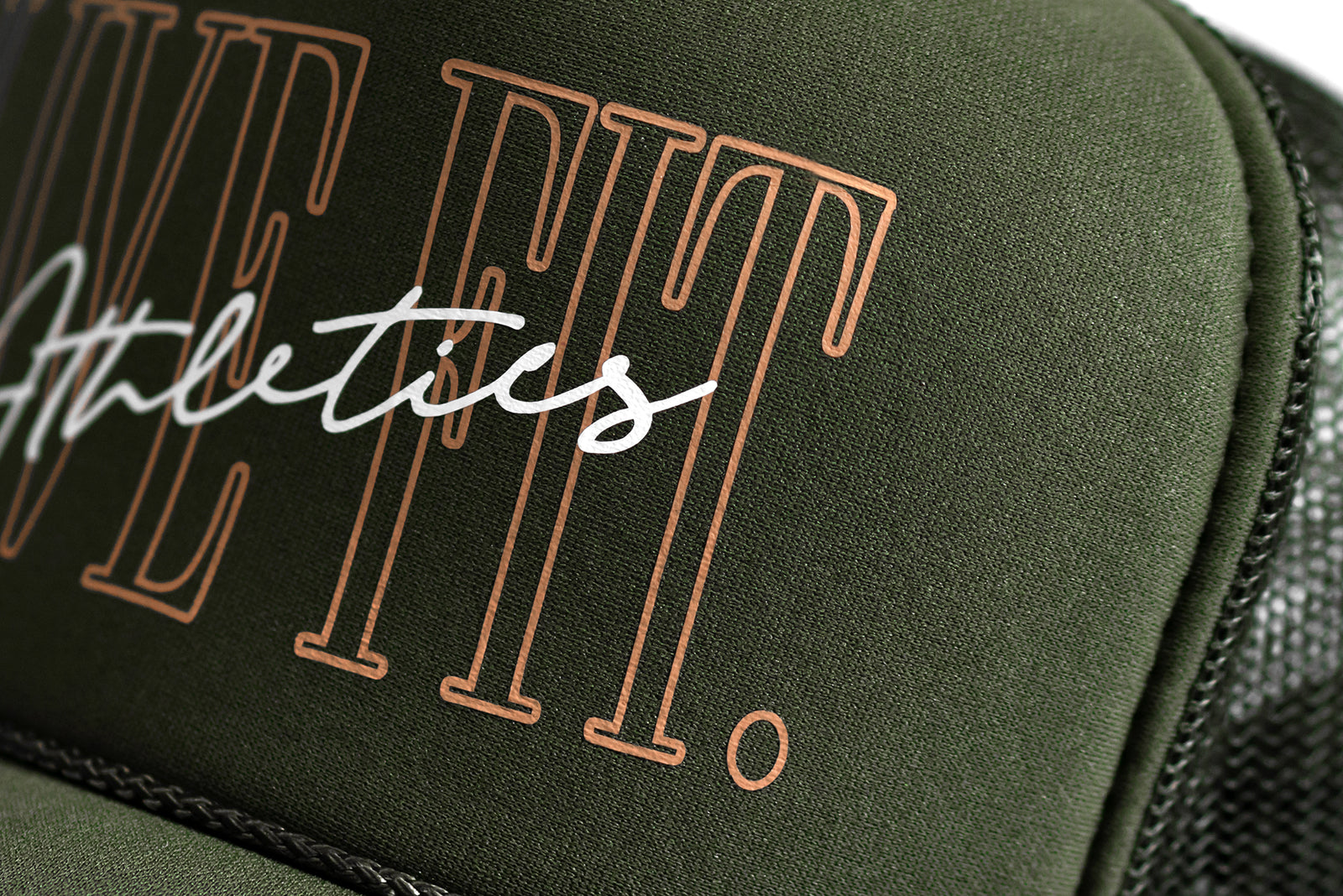 5 Panel Foam Trucker Hat - Olive/Gold