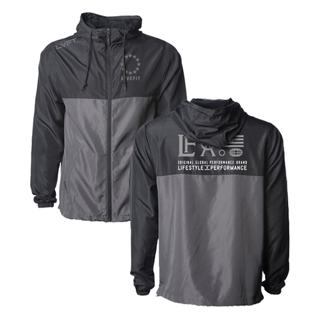 Live Fit Apparel Hardline Windbreaker- Black/Grey - LVFT
