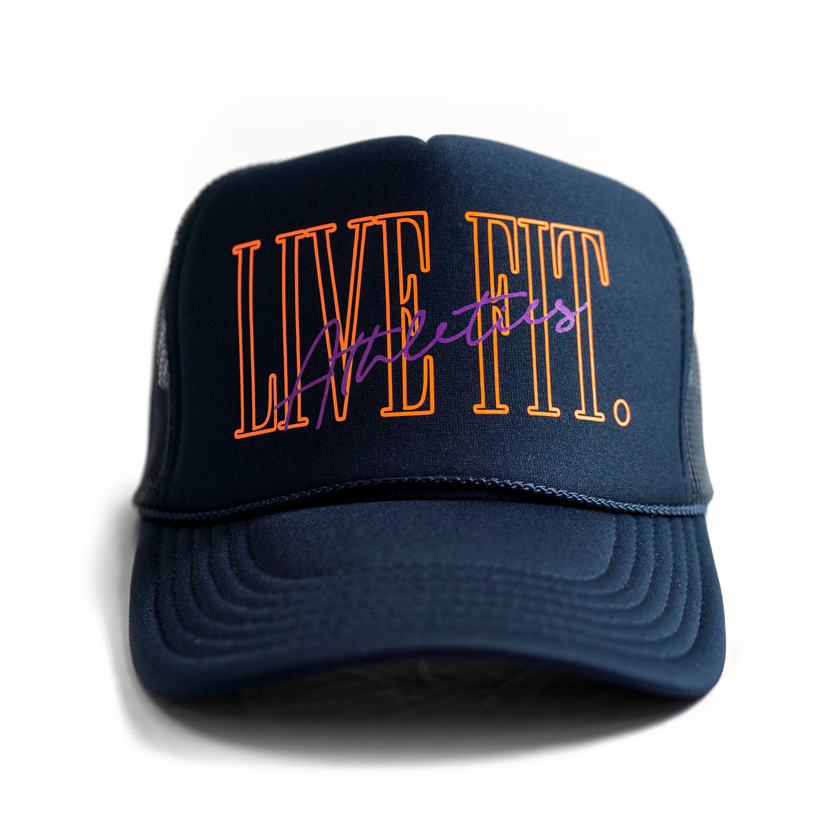 5 Panel Foam Trucker Hat - Navy / Orange