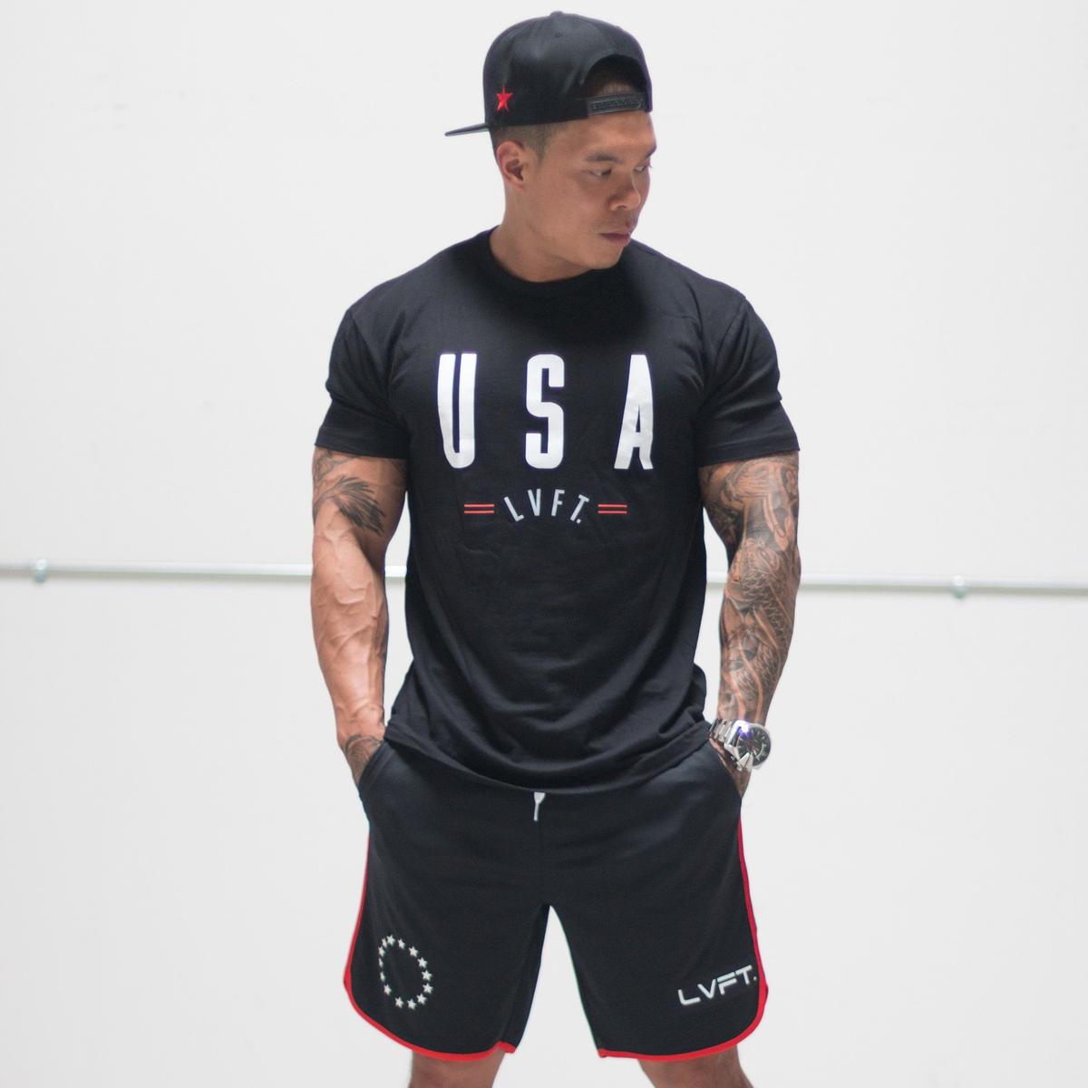 Live Fit Apparel All Star Active Shorts - Black/Red - LVFT