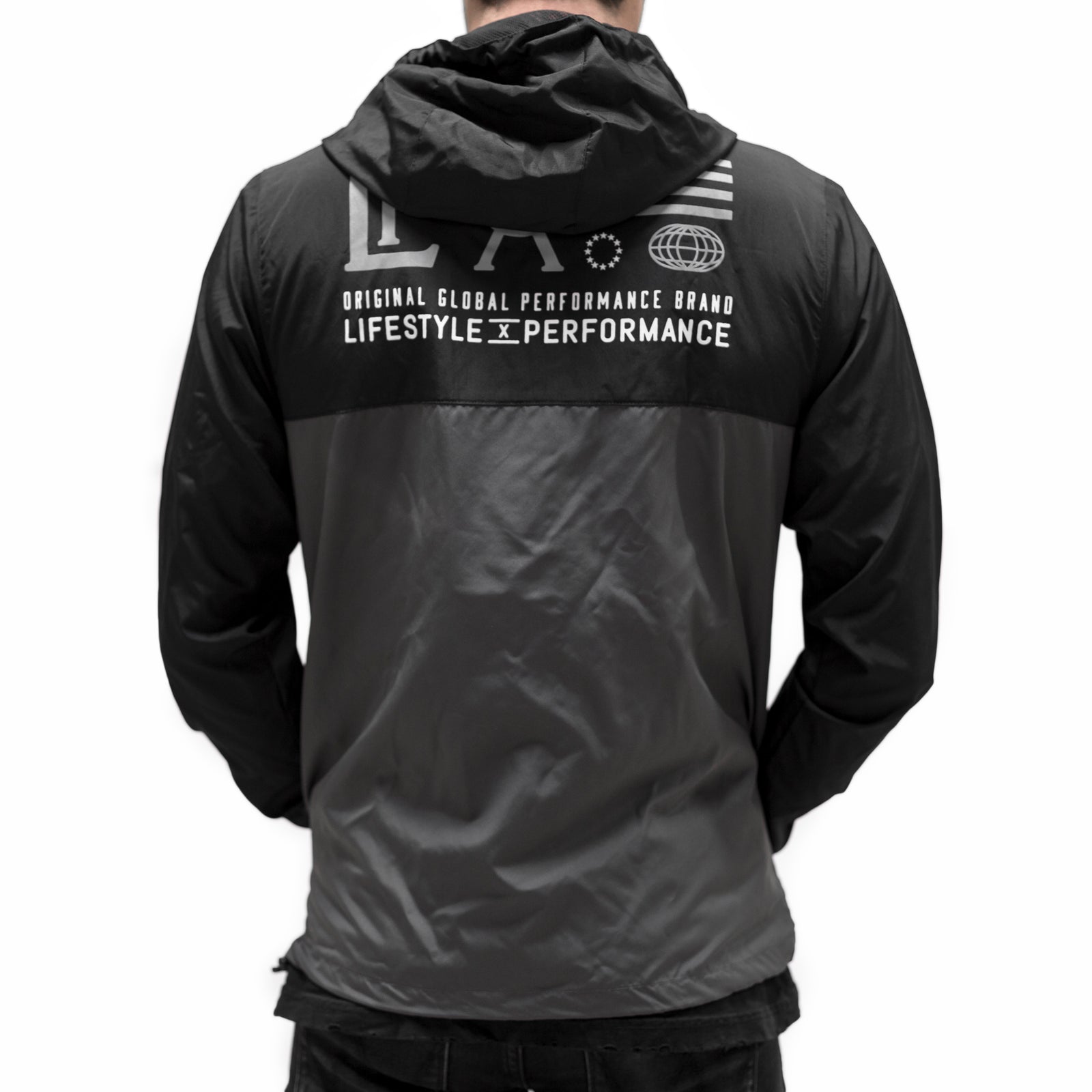 Live Fit Apparel Hardline Windbreaker- Black/Grey - LVFT