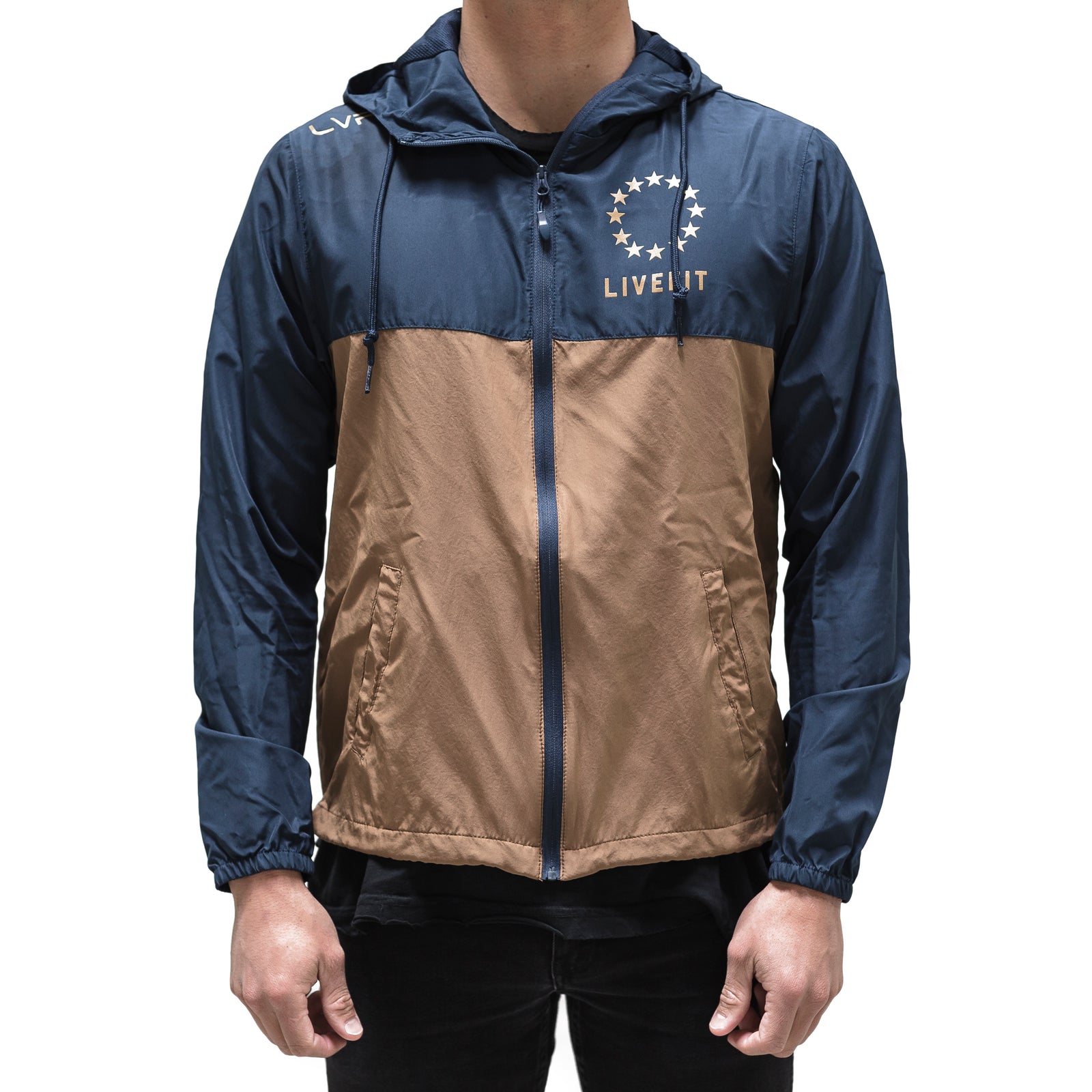 Live Fit Apparel Hardline Windbreaker- Navy/Copper - LVFT