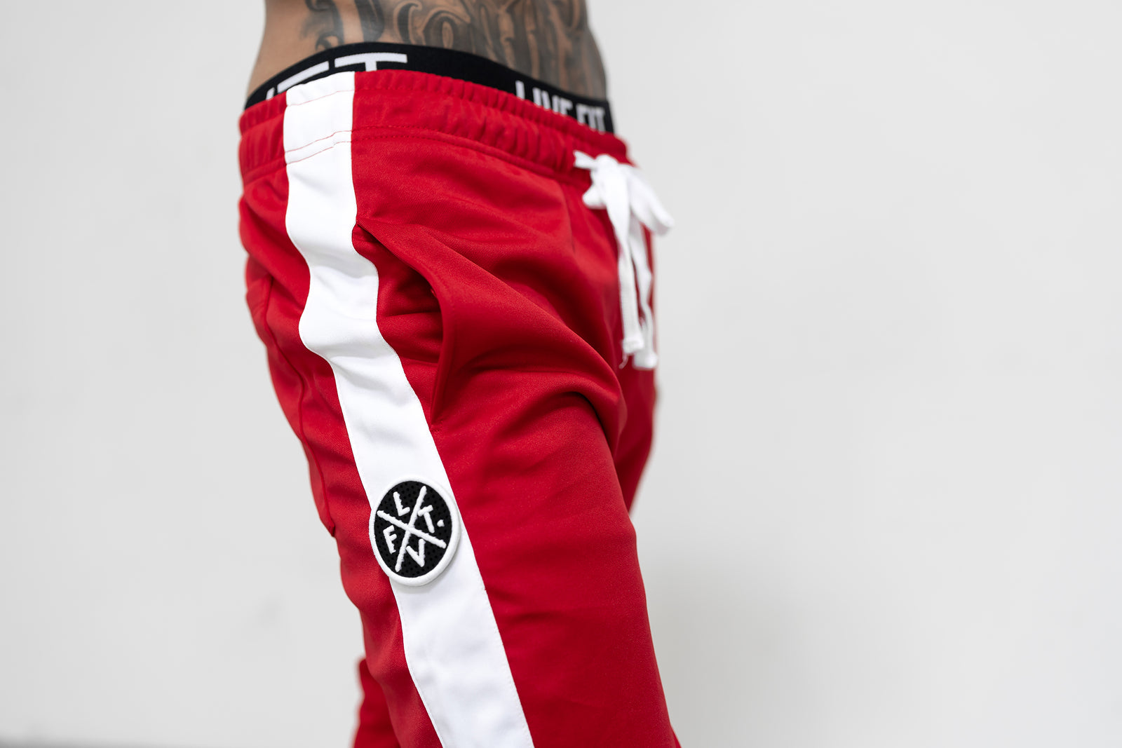Live Fit Apparel LVFT. Slim Trackies - Red/White - LVFT