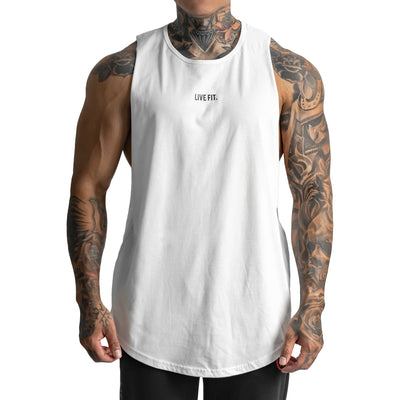 Stamped Long Body Cutoff Tank - White