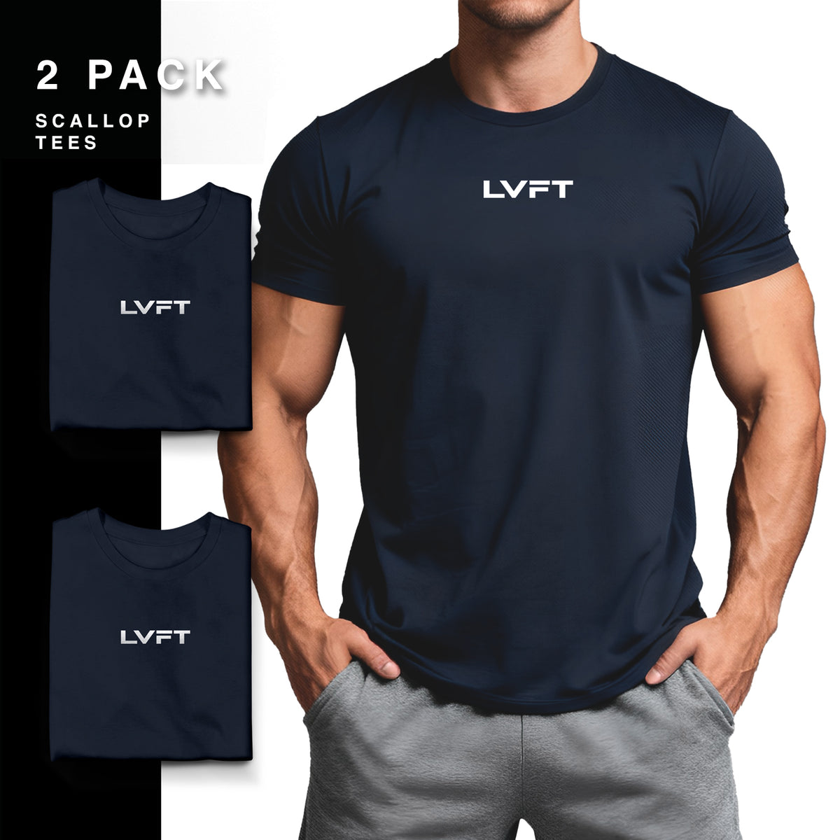 Slate Logo Scallop 2 PACK - Navy