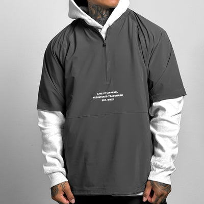 EST. Light Half-Zip Raglan Short Sleeve Jacket - Grey