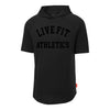 Livefit Athletics Raglan Short Sleeve Hoodie - Black