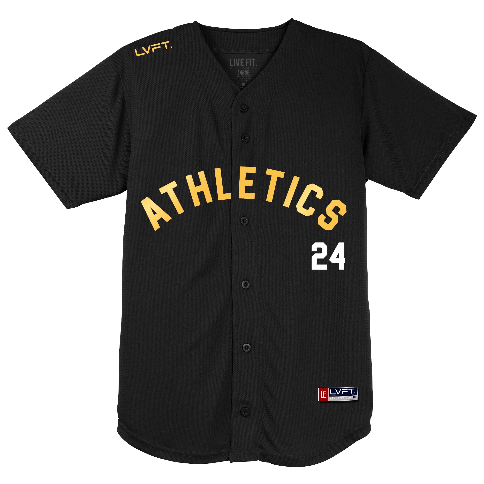 Athletics Baseball Jersey Black Gold Live Fit. Apparel
