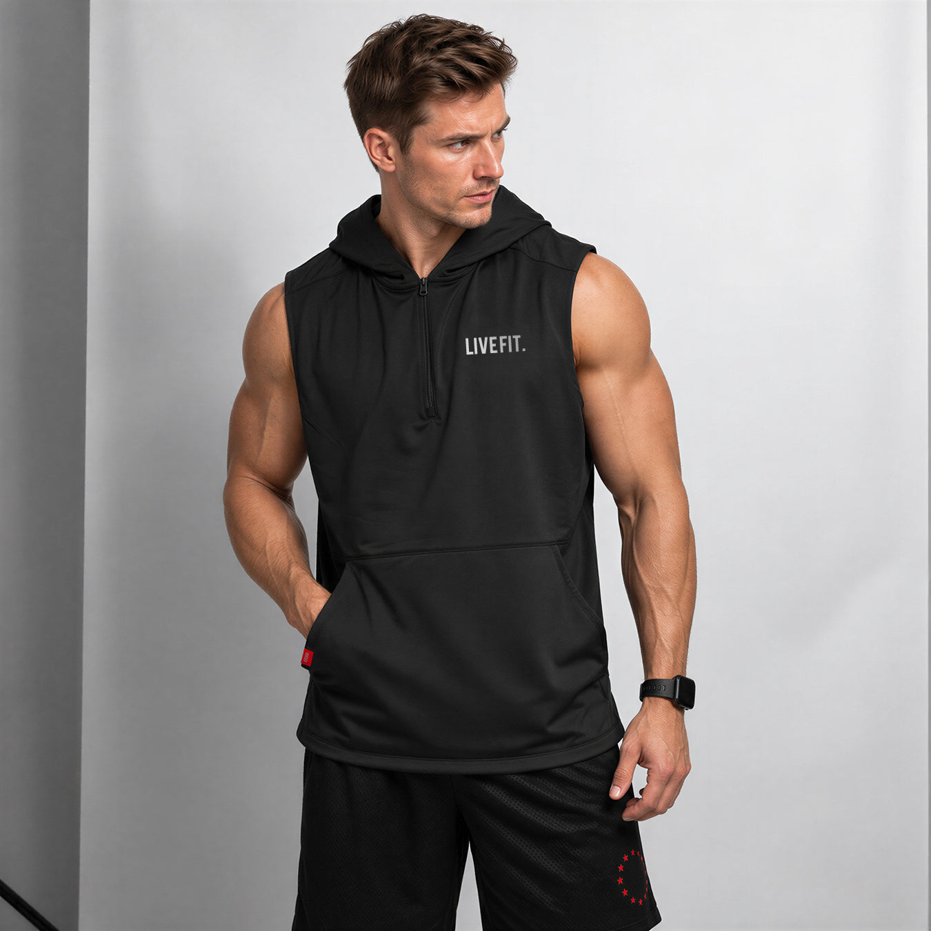 Fundamentals Sleeveless Hoodie - Black