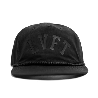 Blackout 5 Panel Flat Bill Rope Cap - Black