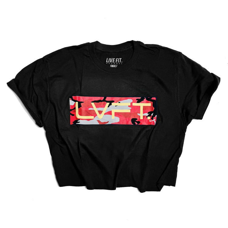 Box Camo Crop Tee- Black