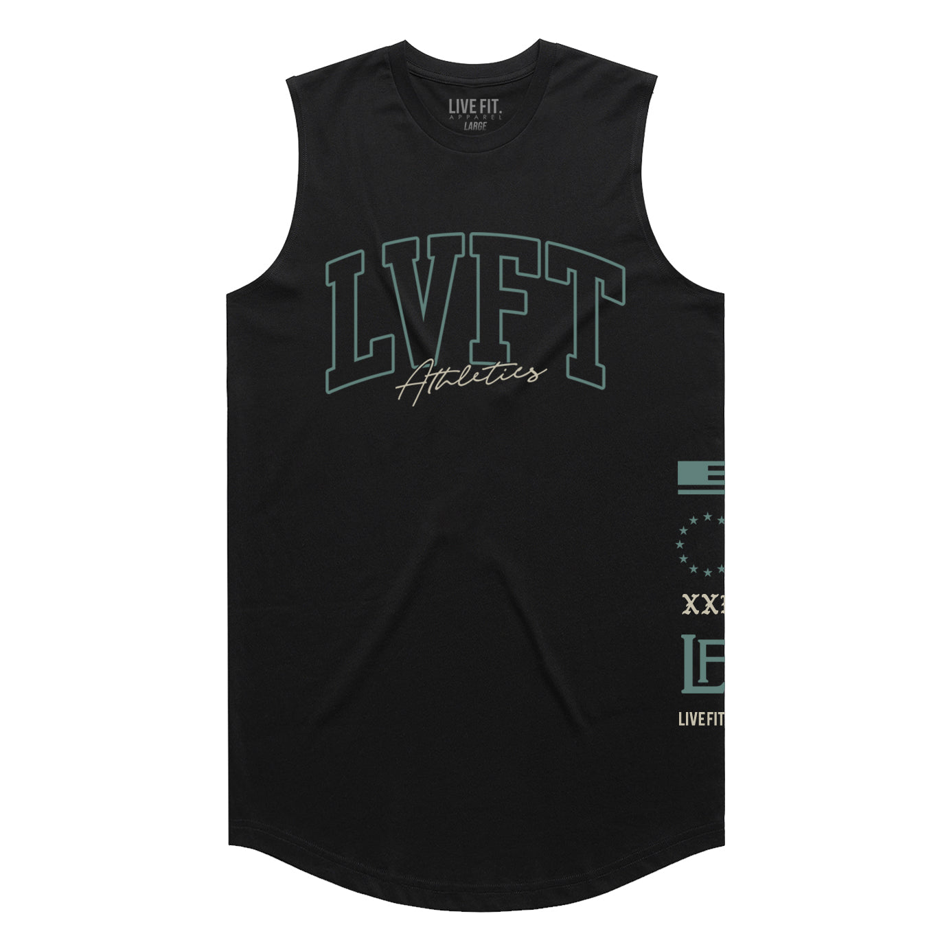 Century Scallop Muscle Tank - Black / Lagoon