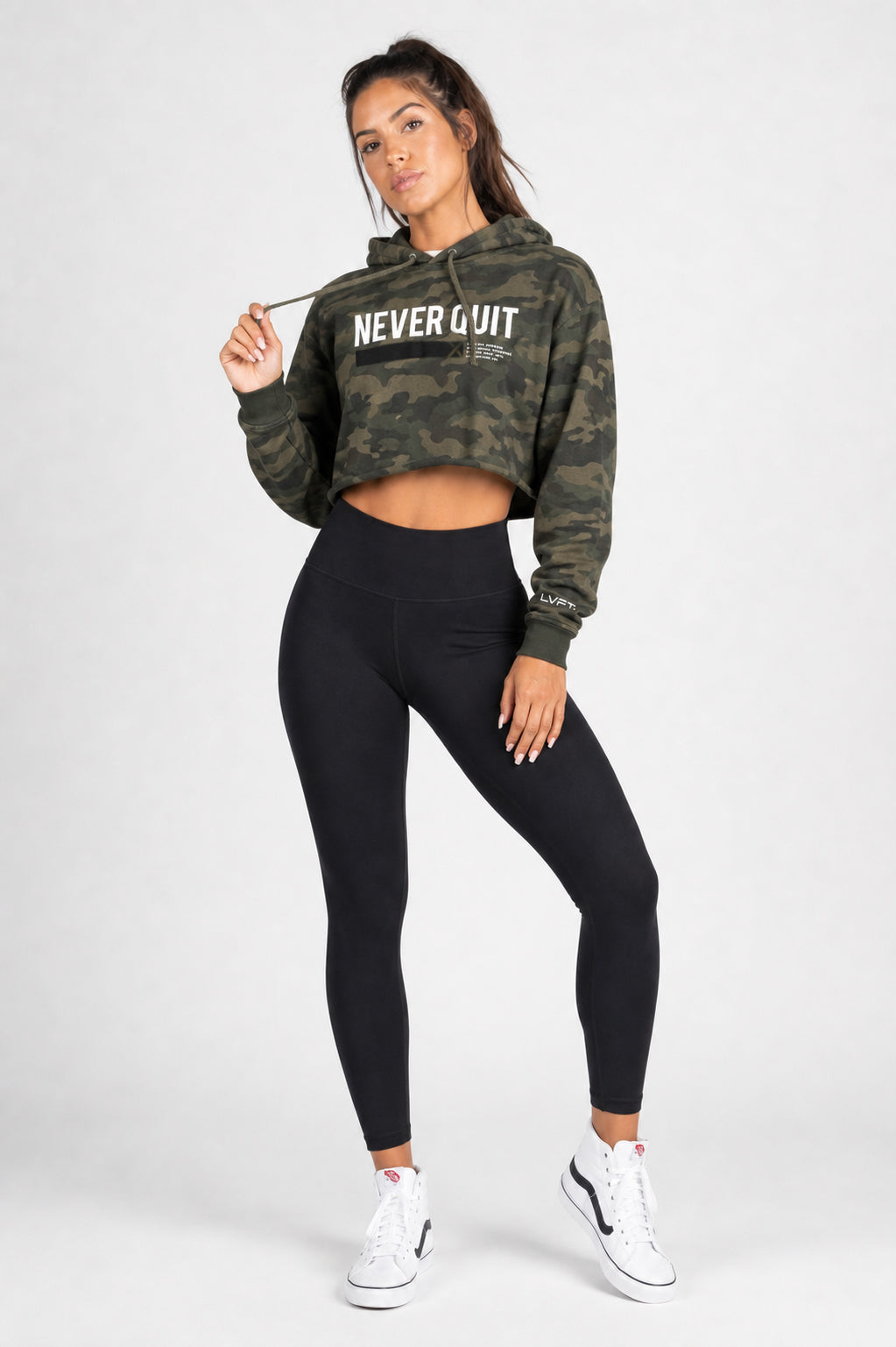 Tactical NQ Crop Hoodie - Green Camo