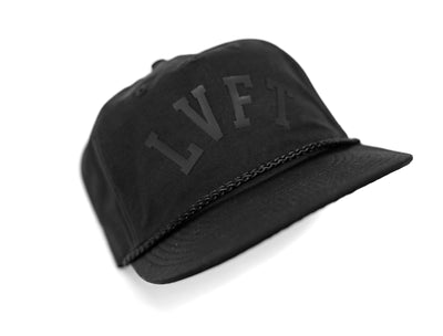 Blackout 5 Panel Flat Bill Rope Cap - Black