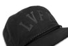 Blackout 5 Panel Flat Bill Rope Cap - Black