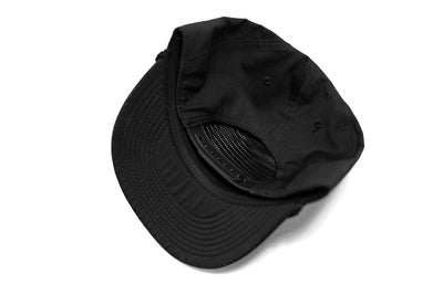 Blackout 5 Panel Flat Bill Rope Cap - Black