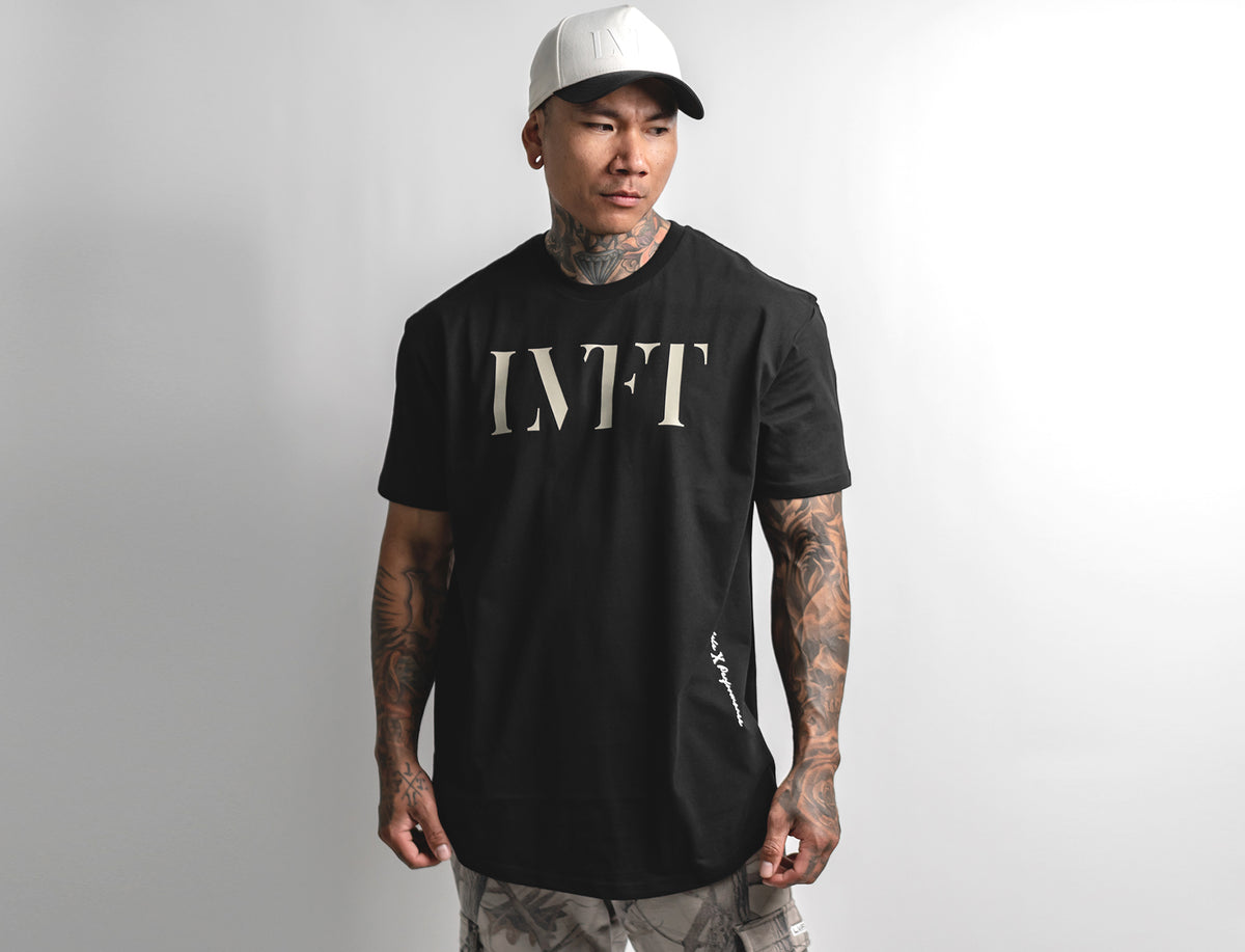 Echo Monochrome Scallop Tee - Black / Khaki