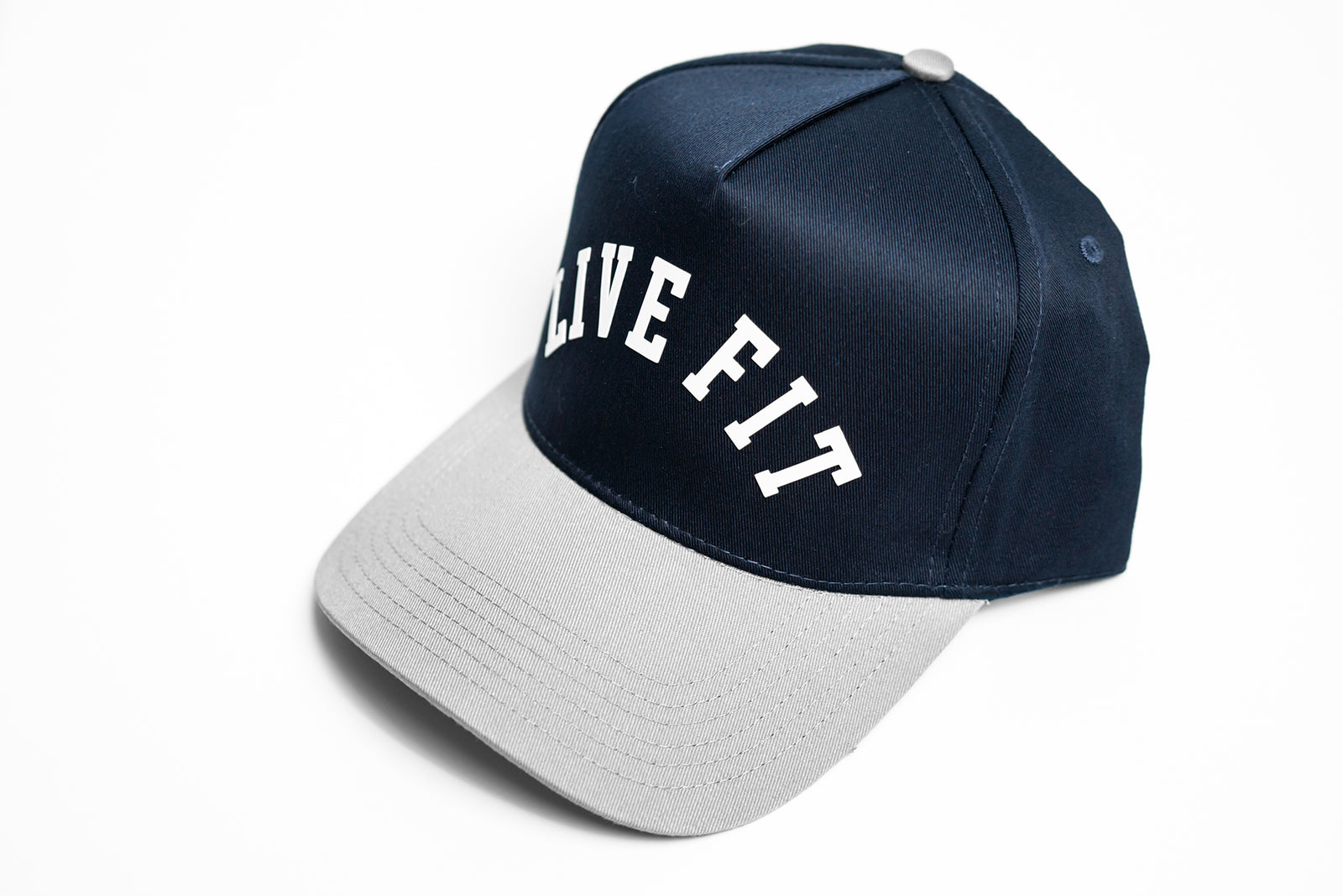 Live Fit. 5 Panel Snapback - Navy / Grey