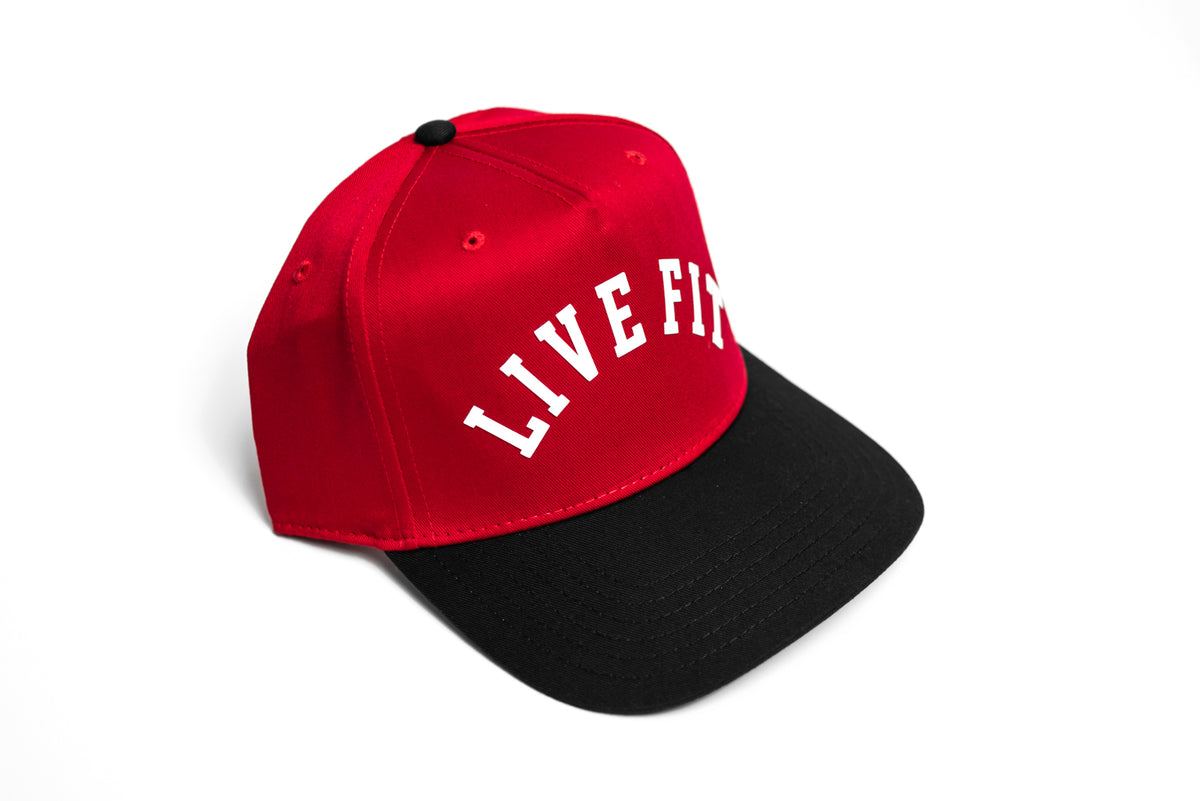 Live Fit. 5 Panel Snapback - Red / Black