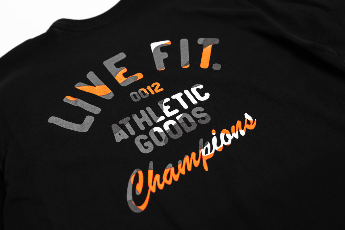 Athletic Goods Tee Black - Orange Camo
