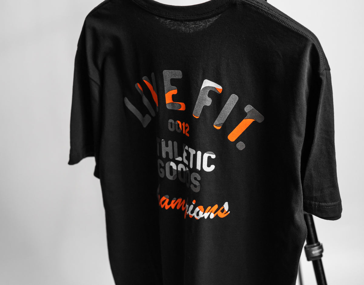 Athletic Goods Tee Black - Orange Camo