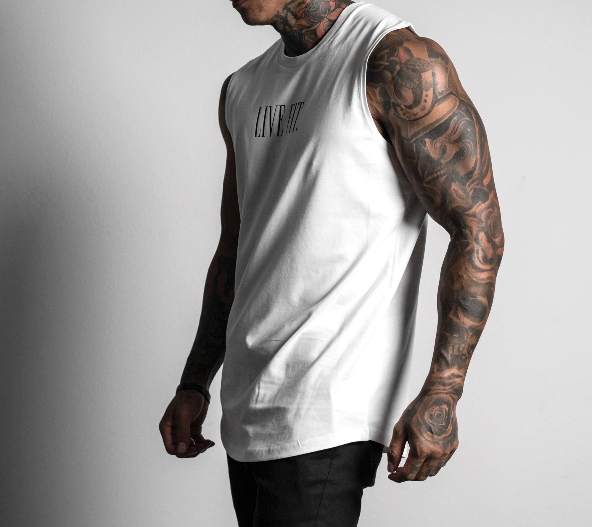 Offset Muscle Tank - White