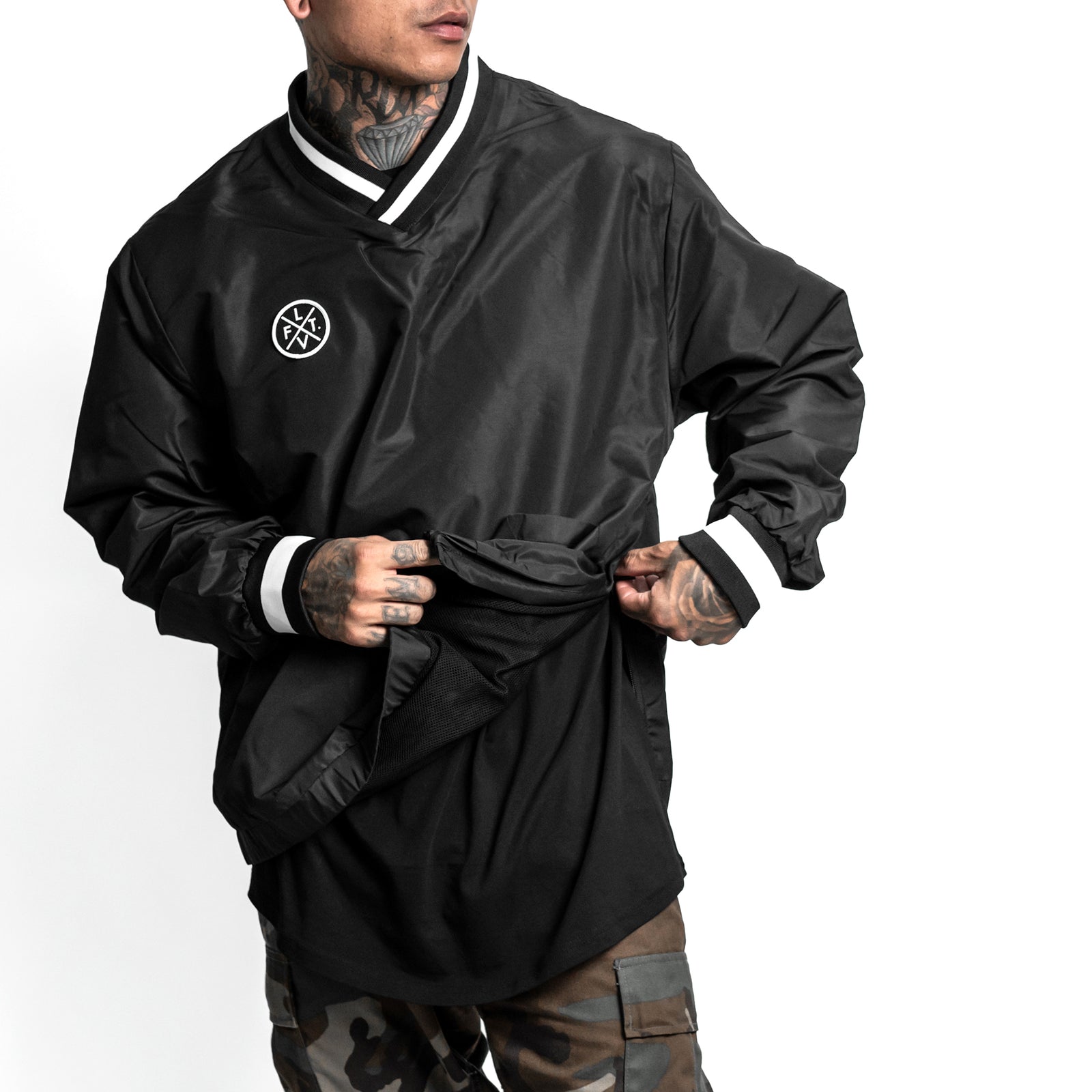 Prestige V-Neck Windbreaker - Black