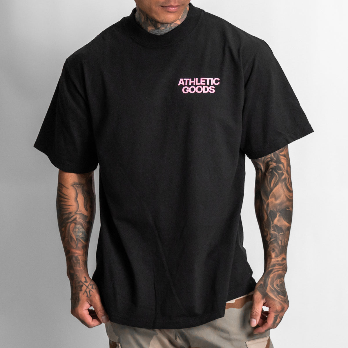Athletic Goods Clubhouse Heavy Tee - Black / Bubblegum