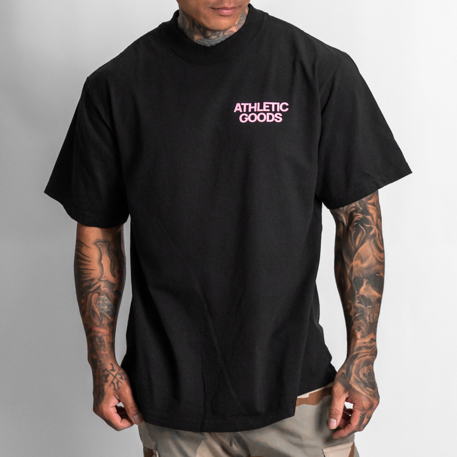 Athletic Goods Clubhouse Heavy Tee - Black / Bubblegum