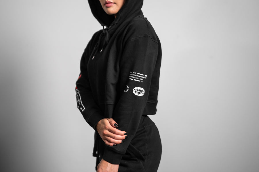 Racer Crop Hoodie - Black/Mint