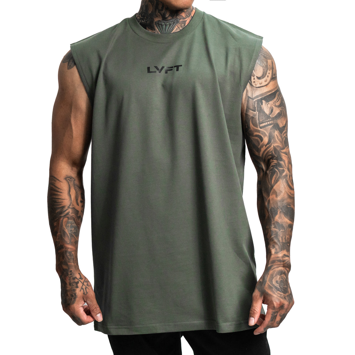 Slate Logo Muscle Tank- Army