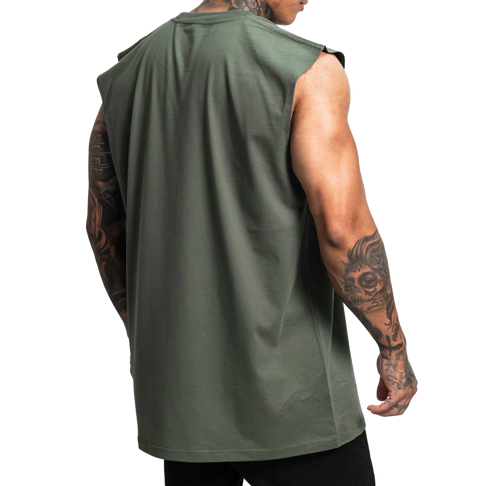 Slate Logo Muscle Tank- Army
