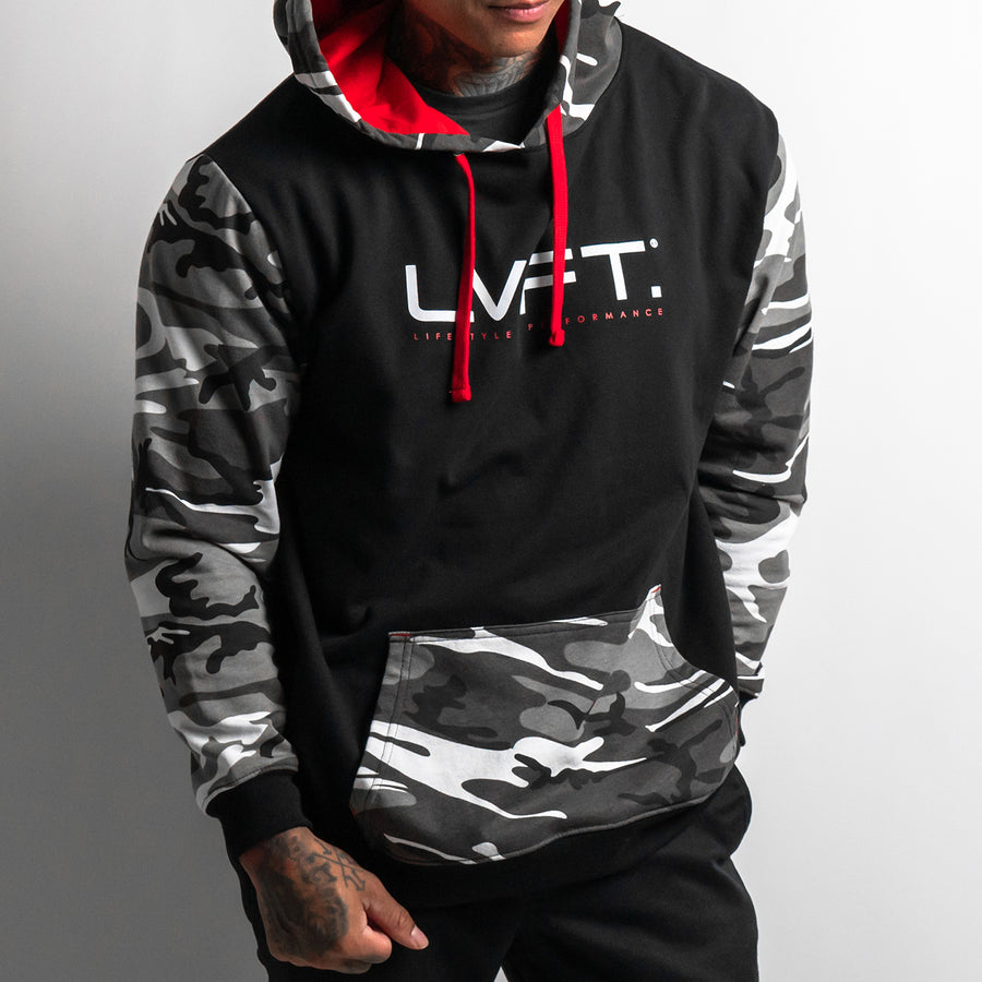 Lifestyle Hoodie - Black Camo / Red