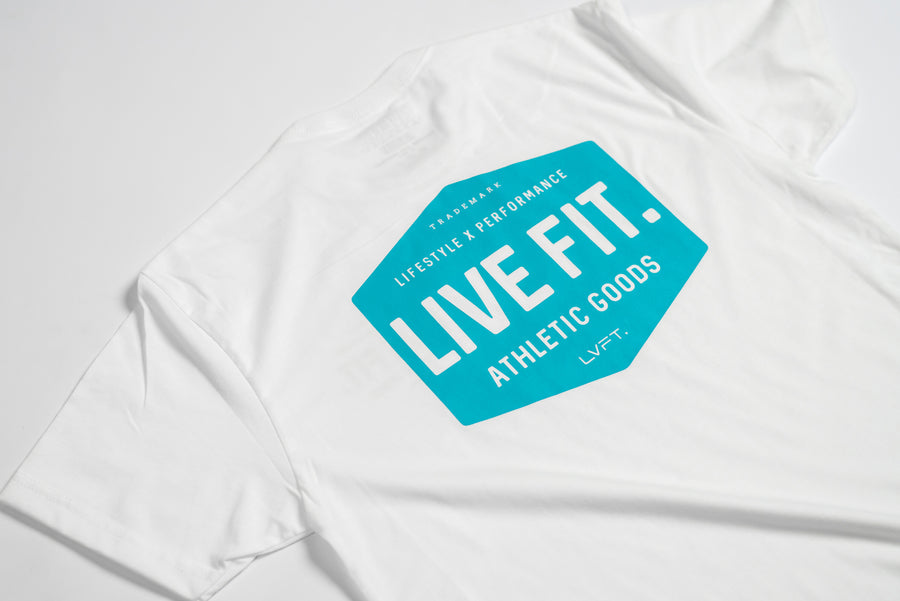 Work Badge Tee - White/Teal