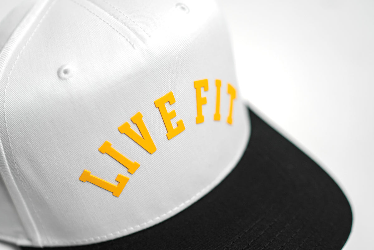 Live Fit. 5 Panel Snapback - White / Black