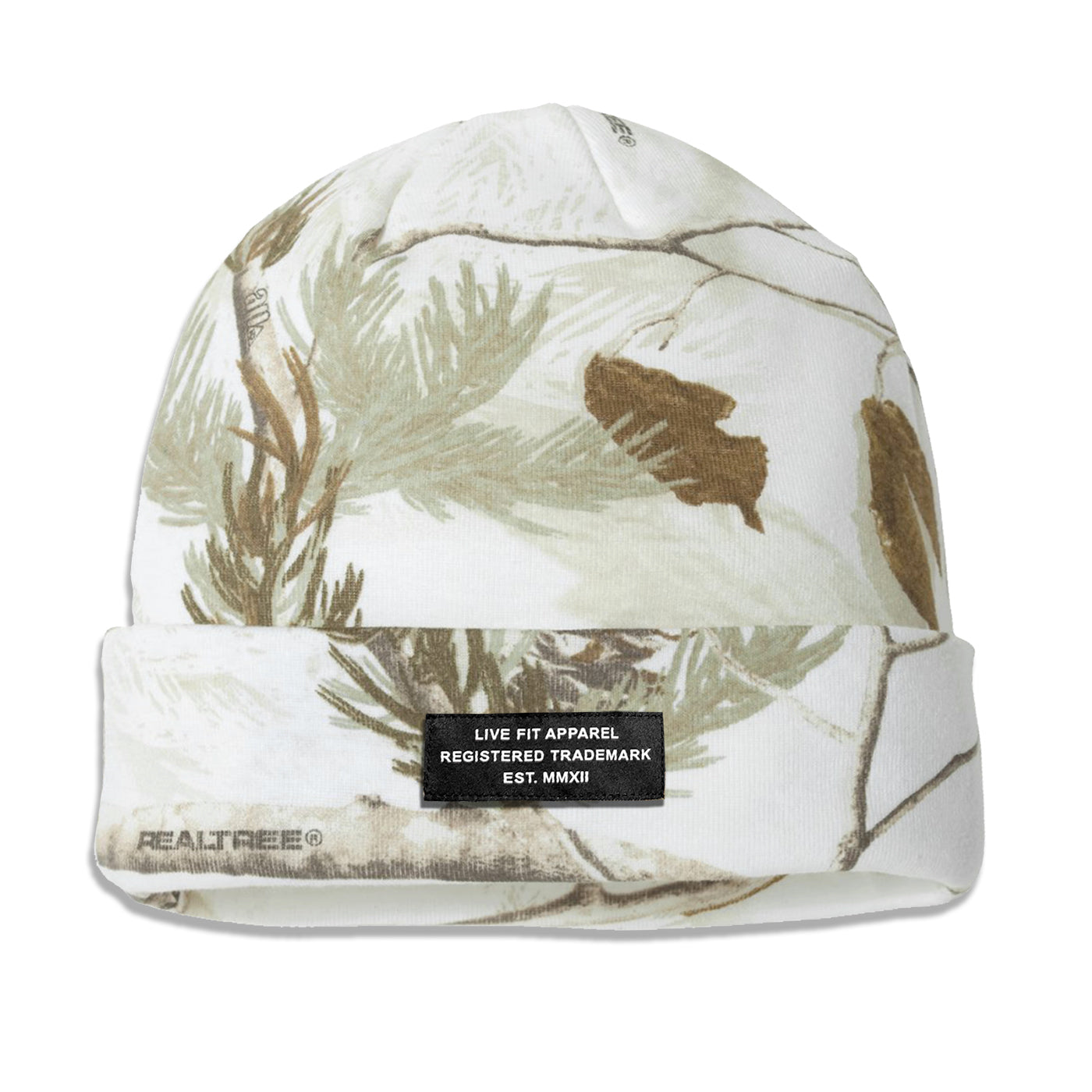 EST. Lined Cuffed Beanie - White Tree Camo