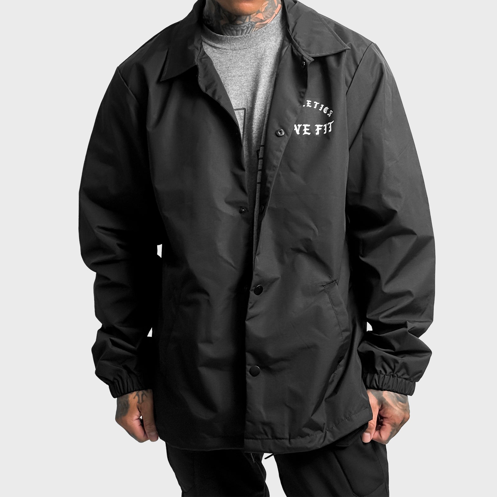 Iron Athletics Collared Coach Jacket - Black/White